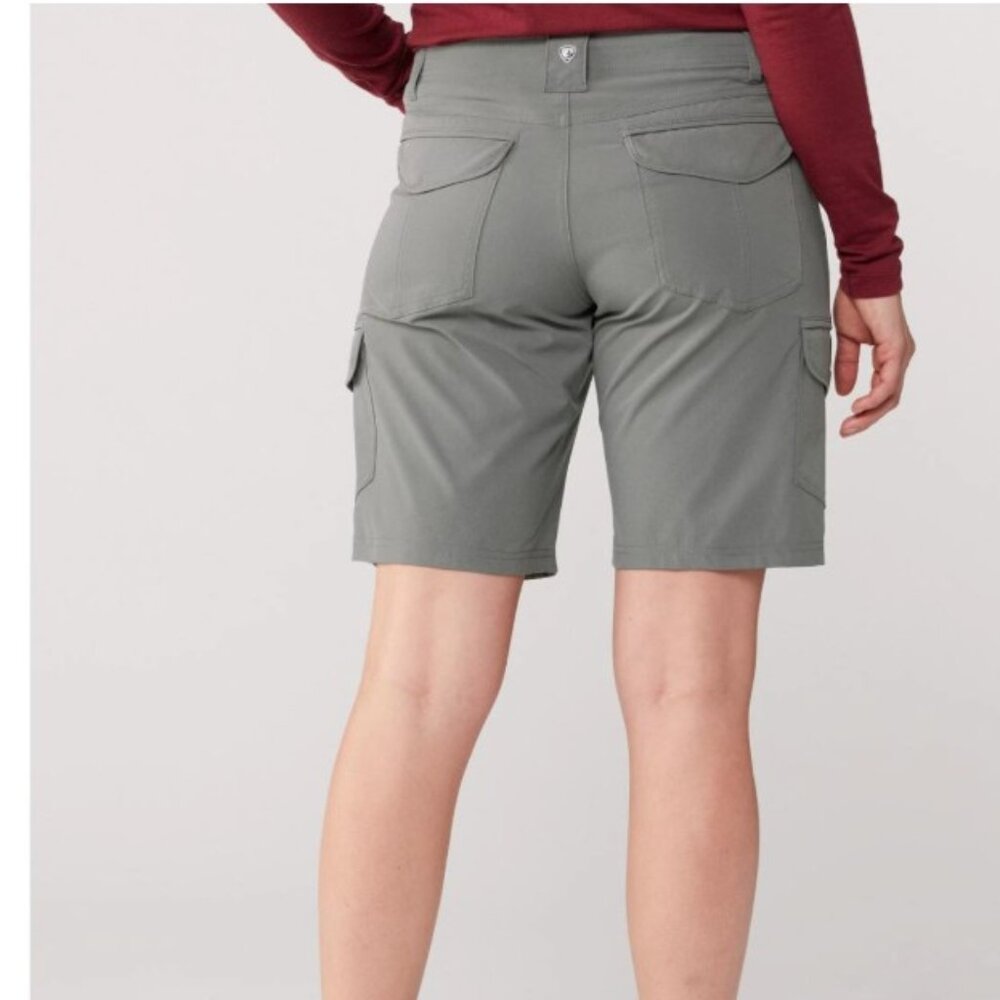 Kuhl Freeflex 10” Cargo Shorts Women gray hiking pockets grey long quick dry 8 - Picture 2 of 7